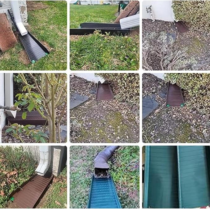 Gutter Downspout Splash Block,16.3"Drain Gutter Guard Diverter,Gutter Downspout Extensions for Water Drainage, Fixable Down Spout Drain Trays,Drainage to Protect House Foundations (2PC Green)