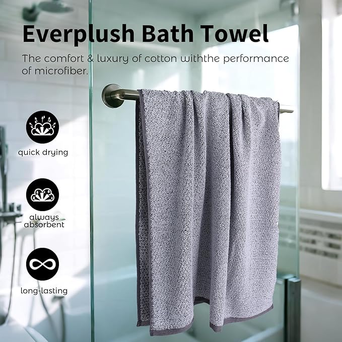 Everplush Diamond Collection Extra Large Bath Sheet Towel – 1 PK, Super Soft & Highly Absorbent, Quick-Drying & Oversized, Perfect for Bathroom, Pool, Swimming Use (Grey, 35" x 66" 1PK)