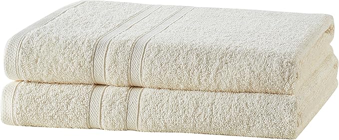 Clorox Bleach Friendly Towels, Quick Dry, 100% Cotton Bath Towels (30" x 52"), Highly Absorbent Soft Lightweight, Ideal for Everyday Use, Easy to Wash (2 Pack, Ivory)