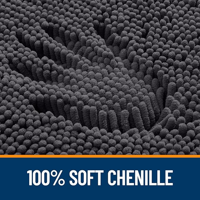 OLANLY Bathroom Rugs 50x30, Extra Soft Absorbent Chenille Bath Rugs, Rubber Backing Quick Dry, Machine Washable Bath Mats for Bathroom Floor, Tub and Shower, Home Decor Accessories, Dark Grey