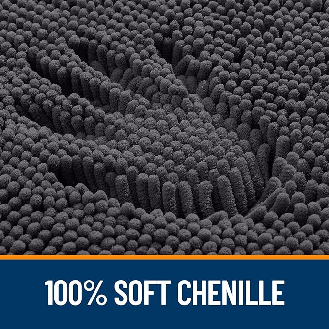 OLANLY Bathroom Rugs 36x24, Extra Soft Absorbent Chenille Bath Rugs, Rubber Backing Quick Dry, Machine Washable Bath Mats for Bathroom Floor, Tub and Shower, Home Decor Accessories, Dark Grey