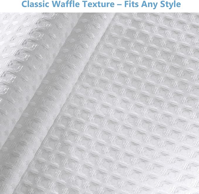 VANZAVANZU Hookless Shower Curtain with Mesh Top and Snap in Waterproof Liner, Waffle Weave, Weighted Magnets Hem, Machine Washable, 72 x 75 Inches – (White)