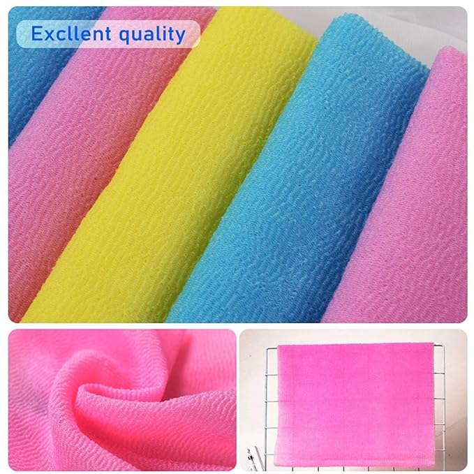 ARCH&M Back Scrubber & Exfoliating Washcloth (3 Pack) - The Ultimate Solution for Back Acne & Rough Skin, 35-Inch Japanese Towel for Full Body Cleansing (Pink x 3)