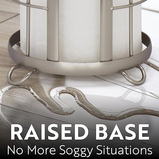BROOKSTONE, Nickel Toilet Paper Holder, Freestanding Bathroom Tissue Organizer, Minimalistic Storage Solution, Modern & Stylish Design [Holds MEGA Rolls]
