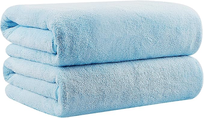 Orighty 2-Pack Microfiber Bath Towels (27'' x 54'') - Soft, Absorbent, Quick-Drying, Blue