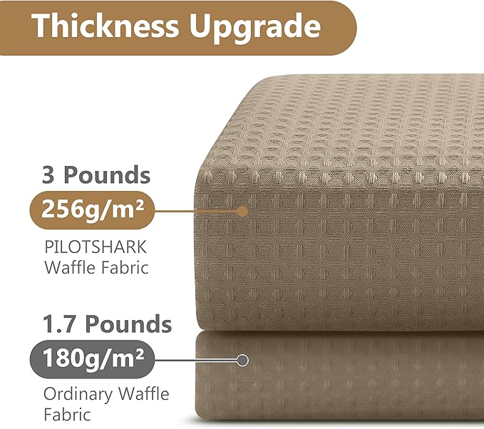 No Hook Waffle Weave Shower Curtain Set with Snap-in Fabric Liner and Mesh Top Window,256GSM Heavy Duty Fabric,Khaki Washable Luxury Shower Curtain for Bathroom Stalls (72x75 Inch)