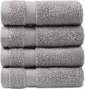 SOFE H&L | Olea Luxury Turkish Cotton Bath Towels Set of 4 : 4 Wash Cloths Cool Gray | Premium, Soft, Durable, Absorbent | Turkish Washcloths for Face