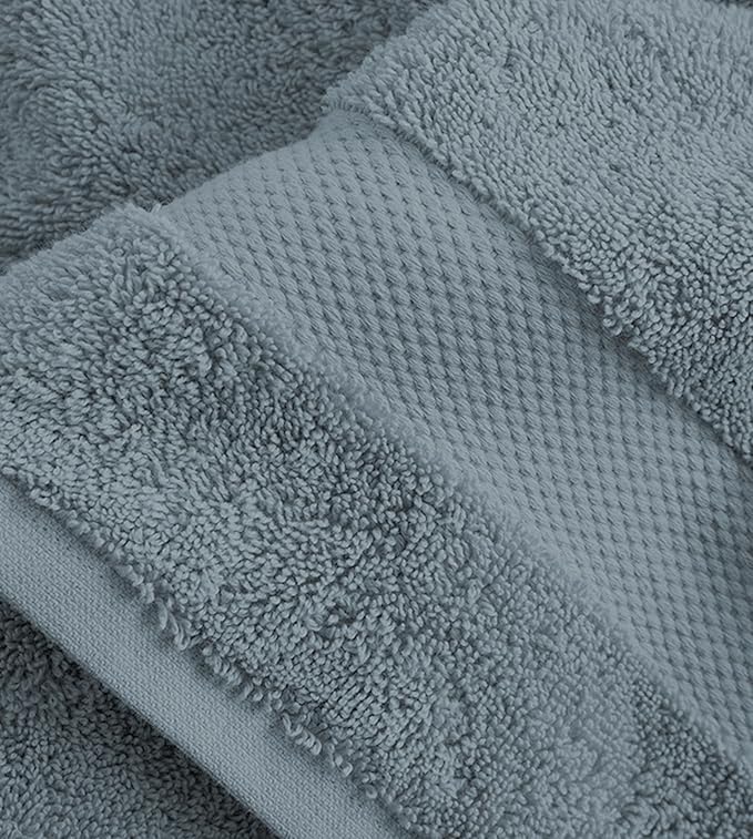 Delara Organic Cotton Towels, 650 GSM Plush Feather Touch Quick Dry Wash Cloths, 12 Pack, GOTS Certified, Light Blue, 13x13 inch