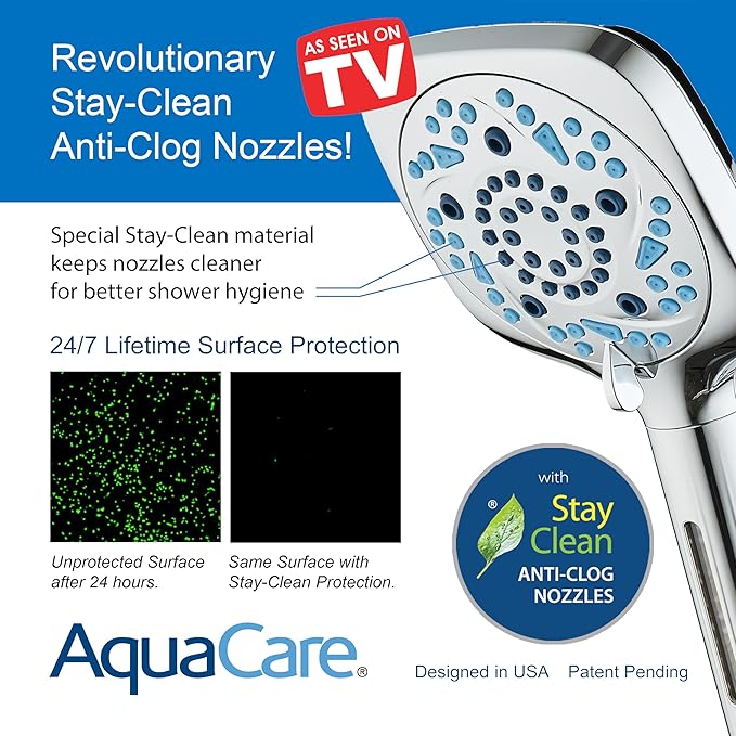 6-way High Pressure 82 Spray Mode Filtered Showerhead Combo - Handheld Shower Head Filters Chlorine to Heal Dry Skin, Revive Hair - Dual Power Wash Cleans Tub, Tile, Pets - Hard Water Softener, Chrome
