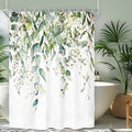 Riyidecor Small Green Eucalyptus Leaves Shower Curtain for Bathroom Decor 54Wx78H Single Standing Plants Watercolor Floral Rustic Botanical Art Printed Fabric Polyester Waterproof 12 Pack Plastic