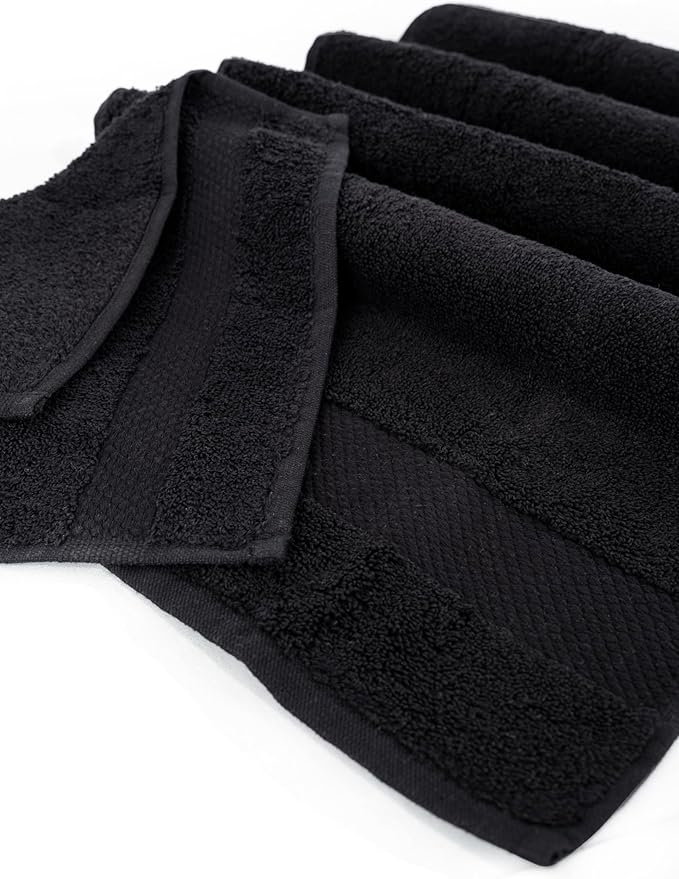 Hencely Premium Bath Towel Set of 4-28x58 Inches - High Absorbency, Quick Drying - 100% Soft Turkish Cotton Towels - Ideal for Home, Bathroom, Hotel, Spa, and Gym - Black