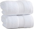 NY Loft 100% Cotton 2 Pack Bath Sheet Towel Set | Absorbent Quick-Dry Oversize Bath Towels | Textured and Durable Cotton | Bright White