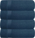 BELZZI Home Ultra Soft 4 Pack Oversized Bath Towel Set 27x54, Cotton Compact Bath Towels, Highly Absorbant Eco-Friendly Quickdry & Lightweight Towel, Ideal for Gym Travel Camp Pool - Mineral Blue