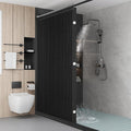 Bathroom Magnetic Folding Shower Curtain, Accordion-Style Shower Curtain, Suitable for Shower Rooms, bathtubs, Hotels or Apartments (Black, W:70*H79.5Inch)