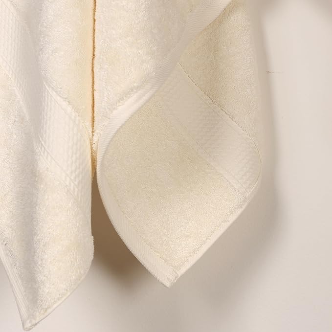 Superior Egyptian Cotton Pile Bath Towel Set of 2, Ultra Soft Luxury Towels, Thick Plush Essentials, Absorbent Heavyweight, Guest Bath, Hotel, Spa, Home Bathroom, Shower Basics, Cream