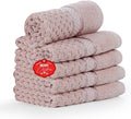 Ample Decor 100% Cotton Soft Pink Washcloths Set of 5 - Super Soft, Quick-Dry, Highly Absorbent, Popcorn Textured - Mulaayam Collection - 12 X 12 Inch