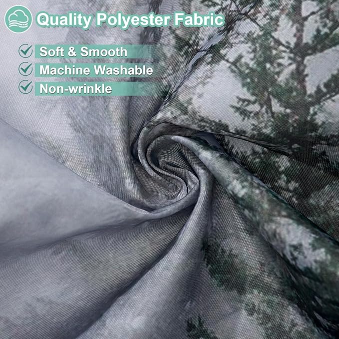 ORTIGIA 36x72 Misty Forest Stall Shower Curtain for Small Bathroom, Dark Green Half Size Narrow Nature Woodland Shower Curtain Set with Hooks, Waterproof Fabric Pine Tree Fog Magic Home Bath Curtain