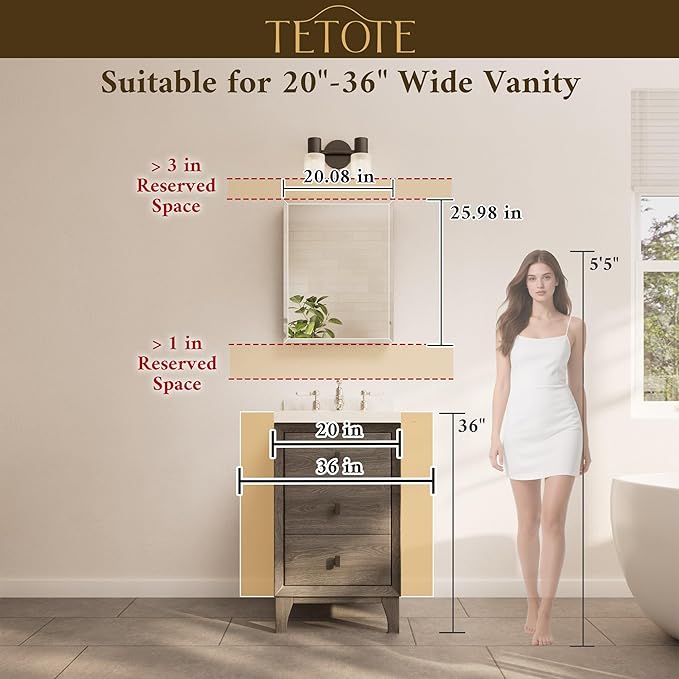 TETOTE 20 x 26 Bathroom Vanity Mirror Cabinet with Tempered Beveled Mirror Black Medicine Cabinet Aluminum Cabinet DTC Hinges, Stepless Adjustable Shelves, Recessed/Surface-Mounted