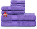 Ample Decor 100% Cotton Luxury 6 Piece Towels Set, 2 Bath Towels, 2 Hand Towels, 2 Wash Cloths for Bathroom - Purple Towel Sets