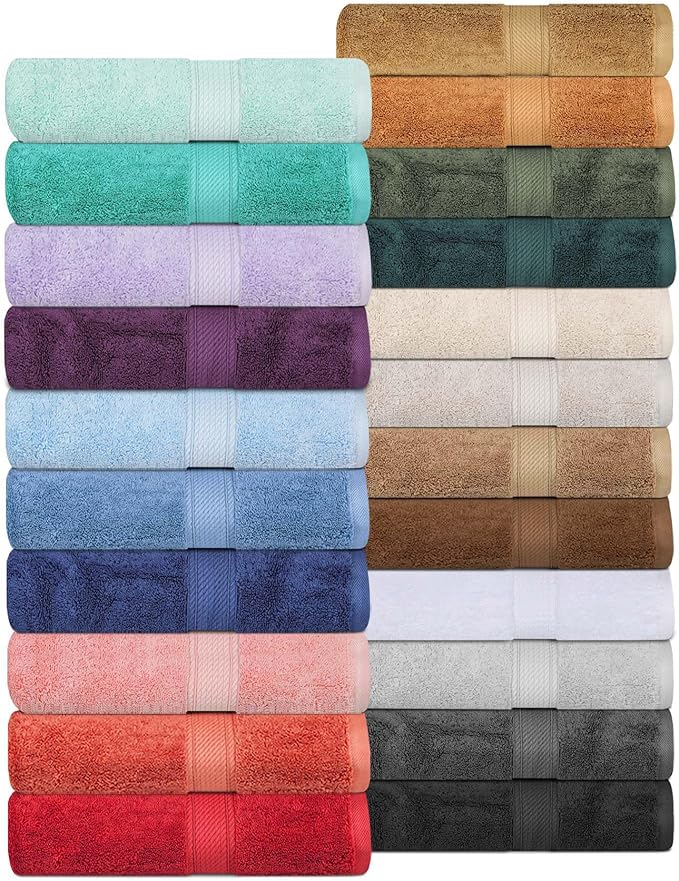 Superior Egyptian Cotton Pile 6 Piece Towel Set, Includes 2 Bath, 2 Hand, 2 Face Towels/Washcloths, Ultra Soft Luxury Towels, Thick Plush Essentials, Guest Bath, Spa, Hotel Bathroom, Red