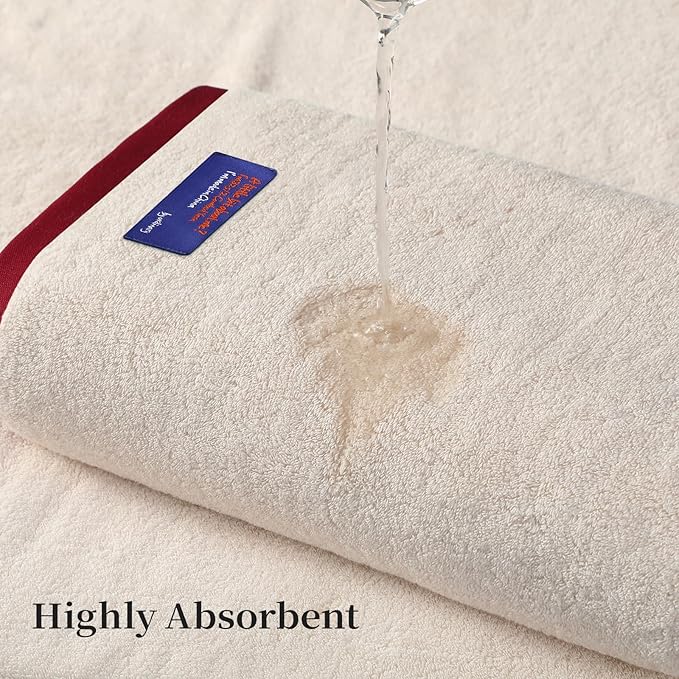 REDKISS 2 Pack 100% Cotton Bath Towels with Luxury Embellished Border Design, Oversized 27 x 54 Inches & 600 GSM Ultra Soft Bath Towel Set, Quick Dry Towels for Bathroom, Gym, Hotel, Beige Brown
