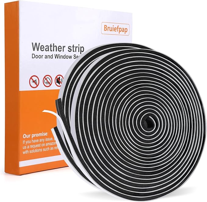 40FT Self-Adhesive Weather Stripping Seal for Door Frames and Sliding Windows, Weatherstripping for Soundproofing, Dustproof, Window Insulation for Winter, 0.35'' Wide x 0.35'' Thick, Black