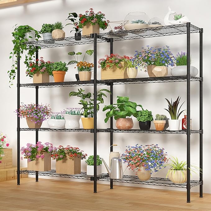8 Tier Storage Racks Shelving, Heavy Steel Pantry Shelves, Adjustable Wire Shelving Rack, Suitable for Garage, Kitchen, Bathroom, Office, 35" W x 14" D x 106" H, Black