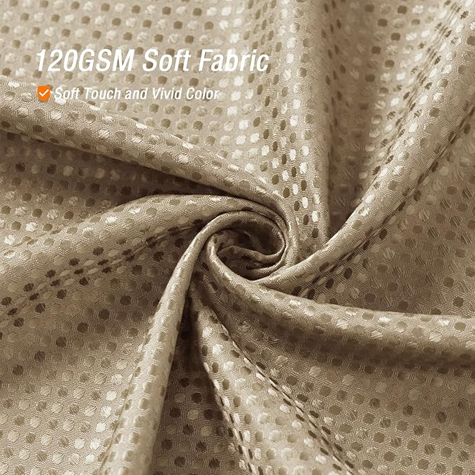 Gibelle Extra Long Shower Curtain 72 x 84, Tall Waffle Weave Textured Fabric Shower Curtain for Bathroom, Water Repellent, Machine Washable, Beige