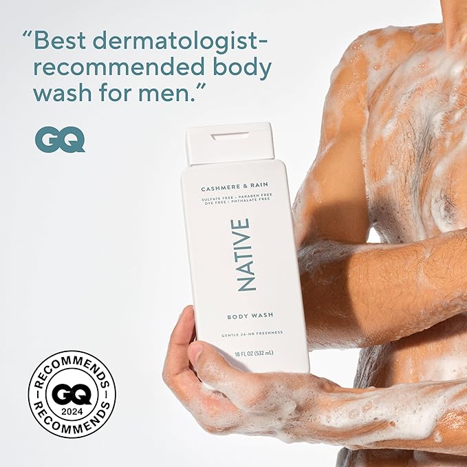 Native Body Wash Contains Naturally Derived Ingredients | For Women & Men, Sulfate, Paraben, & Dye Free Leaving Skin Soft and Hydrating | Cashmere & Rain 18 oz
