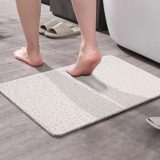 Asvin Soft Textured Bath, Shower, Tub Mat, 35x16 Inch, Phthalate Free, Non Slip Comfort Bathtub Mats with Drain, PVC Loofah Bathroom Mats for Wet Areas, Quick Drying