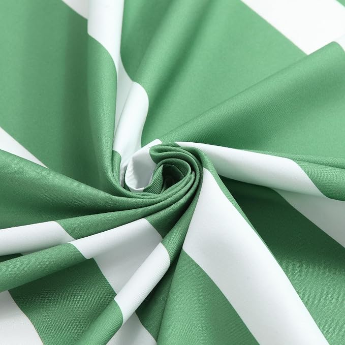 Green and White Striped Shower Curtain 72x78 Inches, Waterproof Fabric with Modern Gradient Lines, 12 Rustproof Grommets & Weighted Hem