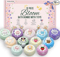EvolutionUSA 12pc Bloom Bath Bombs with Toys, Adorable Girl Bath Bomb Set, Bubbly Kids Bathbombs, Fizzy Bath Ball, Kids Bath Bombs for Girls, Childrens Bath Bomb Set Christmas, Stocking Stuffer