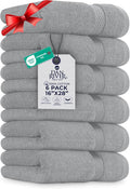 DAN RIVER 6-Pack Premium Hand Towels (16x28 Inches) - 100% Cotton, Ultra Soft, Lightweight, Highly Absorbent Towels for Bathroom, Spa, Gym, Salon, Hotel, and Travel - 550 GSM - Silver