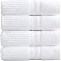 Springtree Home 100% Cotton Bath Towel Set of 4 | Super Soft & Absorbent with Quick-Dry Fibers | 4 Bath Towels | Textured and Durable Cotton | Krista Collection - Bright White