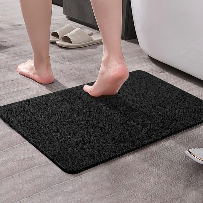 Asvin Soft Textured Bath, Shower, Tub Mat, 35x16 Inch, Phthalate Free, Non Slip Comfort Bathtub Mats with Drain, PVC Loofah Bathroom Mats for Wet Areas, Quick Drying