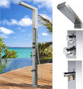 RENO 316 Marine Grade Brushed Stainless Steel Massage Outdoor Shower Panel Swimming Pool Backyard Bathroom Hot & Cold Rainfall Hand Held Wall Mounted or Free Standing Outside Shower