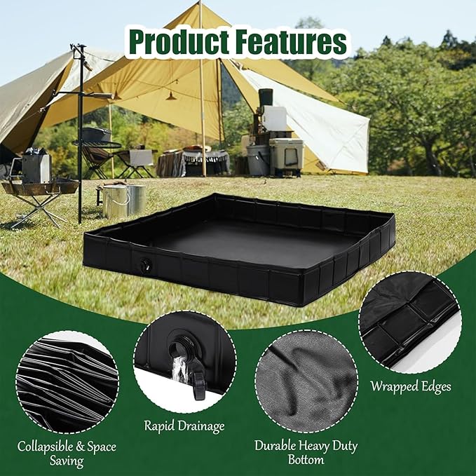 Camping Shower Tent Floor Base | Shower Base | Sshower Tent Basse with Drain Hose | Privacy Outdoor Waterproof Sshower Basse | Portable Camping Pan Lib