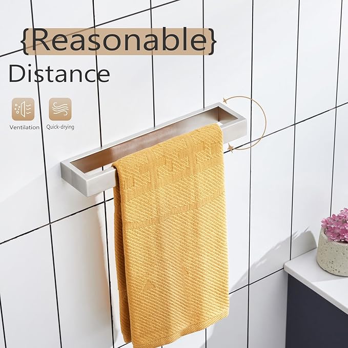 KOKOSIRI Towel Bar Brushed Nickel Hand Towel Hanger Holder 12-Inch Kitchen Rack Stainless Steel for Bathroom Hardware Wall Mount, 1 Pack B4008BR-L12