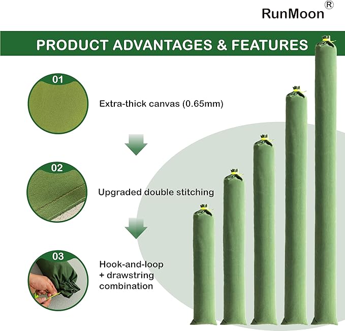 Upgraded Extra-Thick Reusable Flood Sandbags - Double-Stitched Canvas, Leak-Proof Closure | Multiple Sizes (3ft-10ft) for Water Barrier & Flood Protection (10ft (Upgraded) 4-Pack)