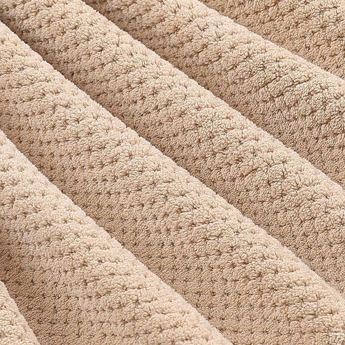 YTYC 29x59 Inch Bath Towels Set of 6 Large, Super Soft Absorbent Lint Free Microfiber Shower Towels for Bathroom 80% Polyester (Beige,6 Piece)