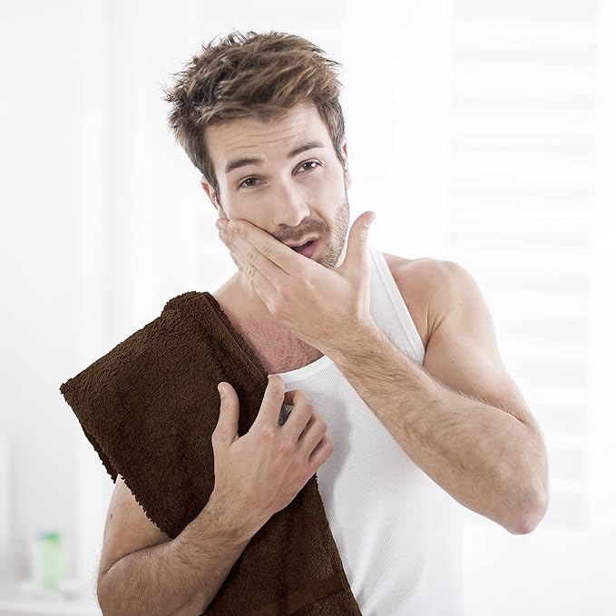 Utopia Towels, Salon Towel, Pack of 12, Not Bleach Proof, 16 by 27 Inches, Highly Absorbent Cotton Towels for Hand, Gym, Beauty, Spa, and Home Hair Care, Dark Brown