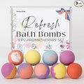 EvolutionUSA Refresh Bath Bombs for Women, 9 Lush Bath Bombs Mini Sized, Luxurious Womens Gift for Mother's Day, Easter, Birthday or Self Care, Relaxing Bathbombs Kids & Womens, Bath Fun