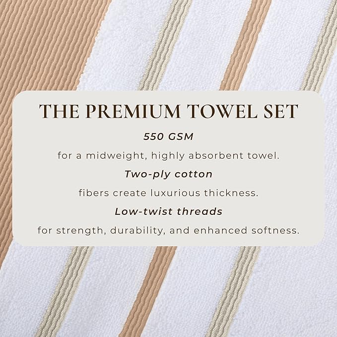 Great Bay Home Decorative Hand Towel Set - Luxury Cotton 4 Pack 26x16 Hand Towel Set - Luxurious, Ultra-Soft, Durable Towels for Bathroom Decor (Clay/Taupe)