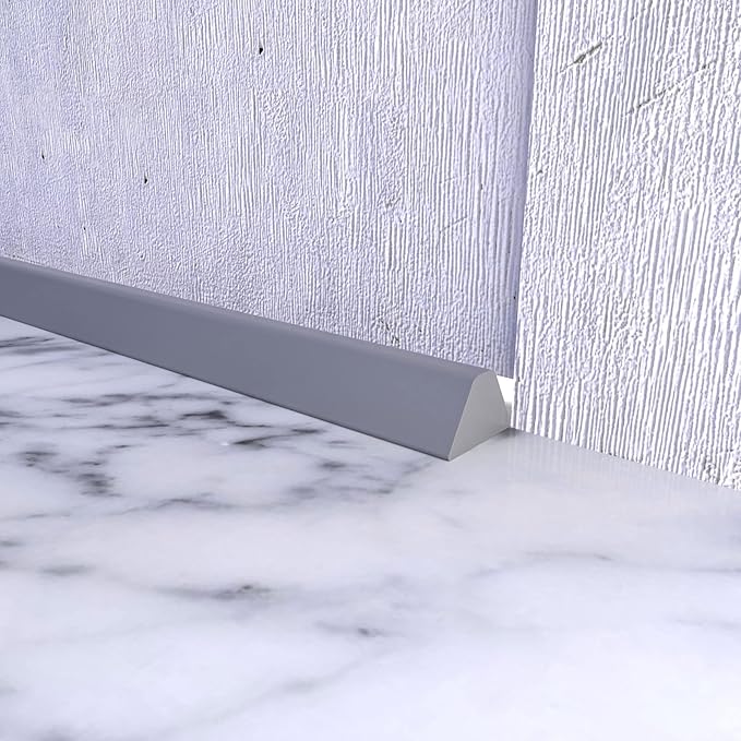 98 Inch Collapsible Shower Water Dam, Shower Threshold Water Dam Shower Barrier, Dry and Wet Separation Door Dam Water Stopper Kitchen Shower Threshold Silicon Water Blocker(Mini Trapezoid)