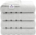 American Soft Linen Luxury 4 Piece Bath Towel Set, 600 GSM 100% Cotton Turkish Bath Towels for Bathroom, 27x54 in Large Bathroom Shower Towels, Silver Grey
