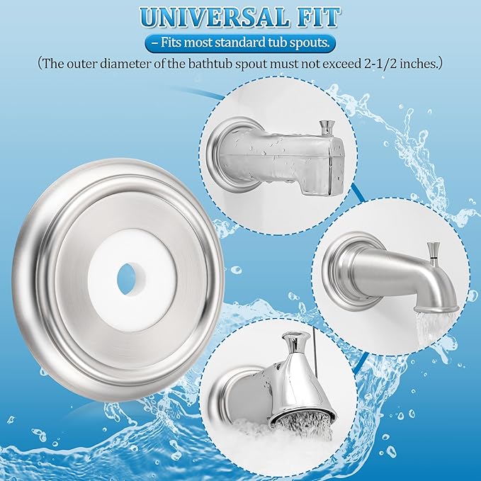 Enhon Metal Tub Spout Cover Ring, Bathroom Faucet Remodeling Wall Plate with Foam Gasket, 1-1/2 Inch ID and 3-5/8 Inch OD(Brushed Nickel)