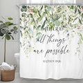 Riyidecor Sage Green Eucalyptus Leaves Shower Curtain for Bathroom Decor 72Wx72H Bible Verse Quotes Spring Floral Botanical Watercolor Art Printed Fabric Polyester Waterproof 12 Pack Metal Hooks
