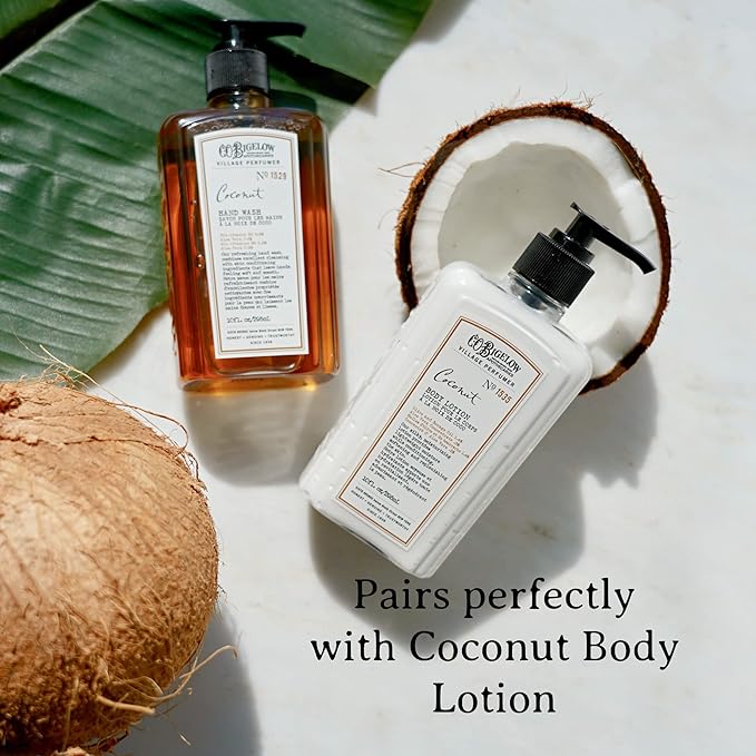 C.O. Bigelow Coconut Hand Wash, Village Perfumer Liquid Hand Soap with Aloe Vera & B5, 10 Fl Oz