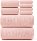 REDKISS Pink Towel Set of 8 - Ultra Soft Microfiber, Contains 2 Large Bath 35x70, 2 Hand 14x30, 4 Washcloths 14x14, Highly Absorbent, Quick Dry, Ideal for Everyday use, Hotel & Spa, Pink