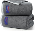REDKISS 2 Pack 100% Cotton Bath Towels with Luxury Embellished Border Design, Oversized 27 x 54 Inches & 600 GSM Ultra Soft Bath Towel Set, Quicker to Dry Towels for Bathroom, Gym, Spa, Hotel, Gray